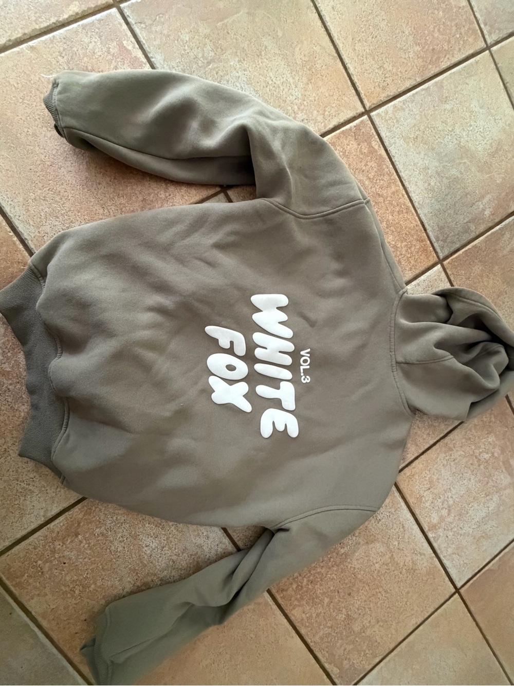 White Fox Boutique Olive Green Hoodie with White Logo